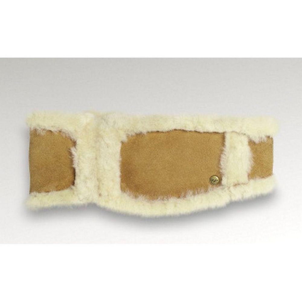 UGG Chestnut Suede Shearling Headband with Cream Trim